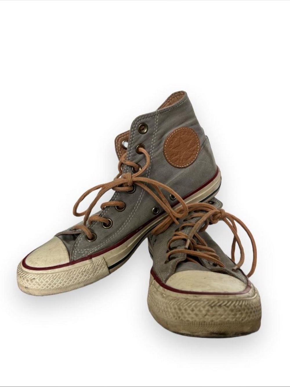 Converse High-Top Sneakers in Light Blue and Brown